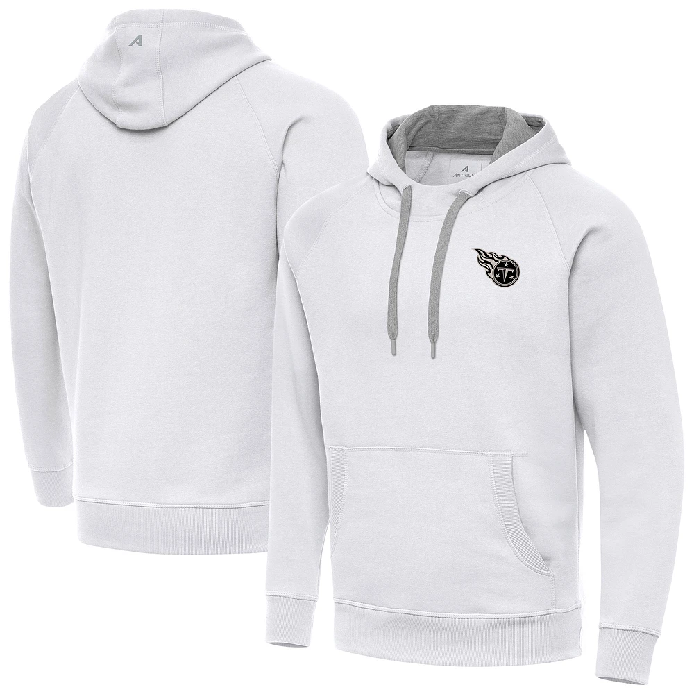 Men's Antigua White Tennessee Titans Brushed Carbon Victory Pullover Hoodie