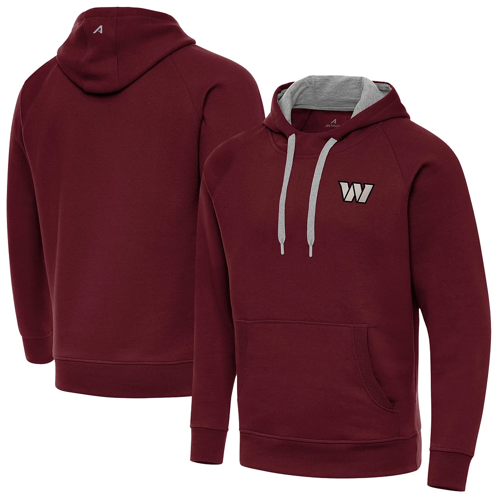 Men's Antigua Burgundy Washington Commanders Brushed Carbon Victory Pullover Hoodie