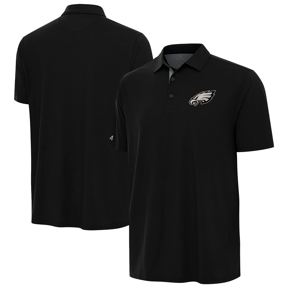 Men's Antigua Black Philadelphia Eagles Era Performance Polo