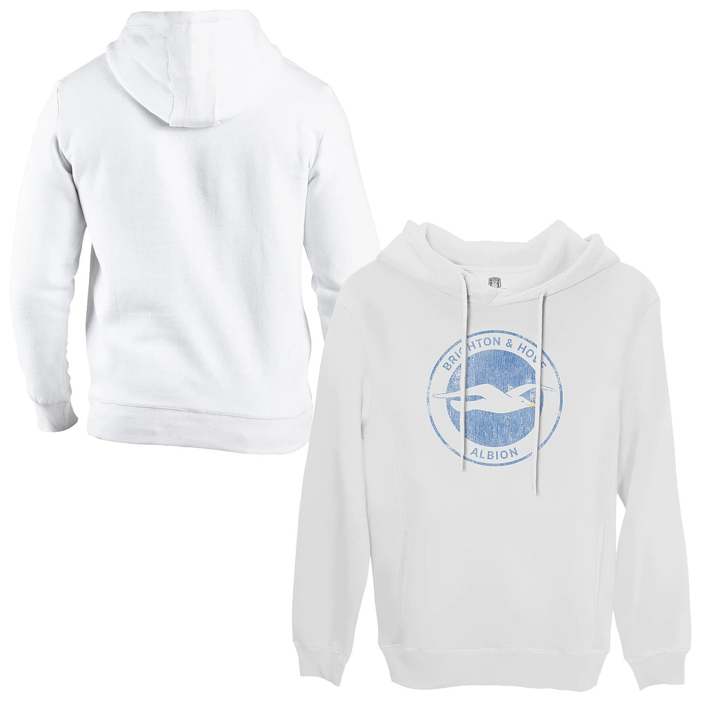 Men's 1863FC White Brighton and Hove Albion Team Badge Fleece Pullover Hoodie