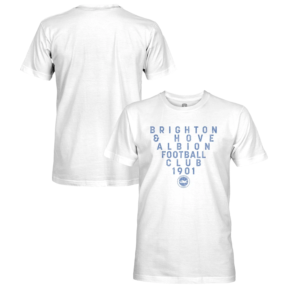 Men's 1863FC White Brighton and Hove Albion Tapered Text T-Shirt