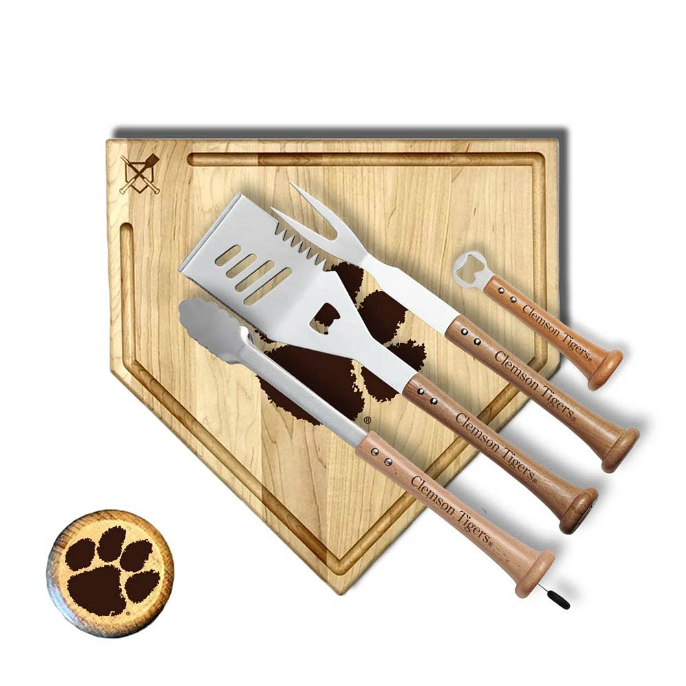 Baseball BBQ Clemson Tigers 17" Trough Grand Slam Combo Set