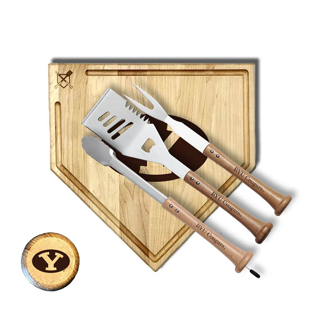 Baseball BBQ BYU Cougars 17" Trough Silver Slugger Combo Set