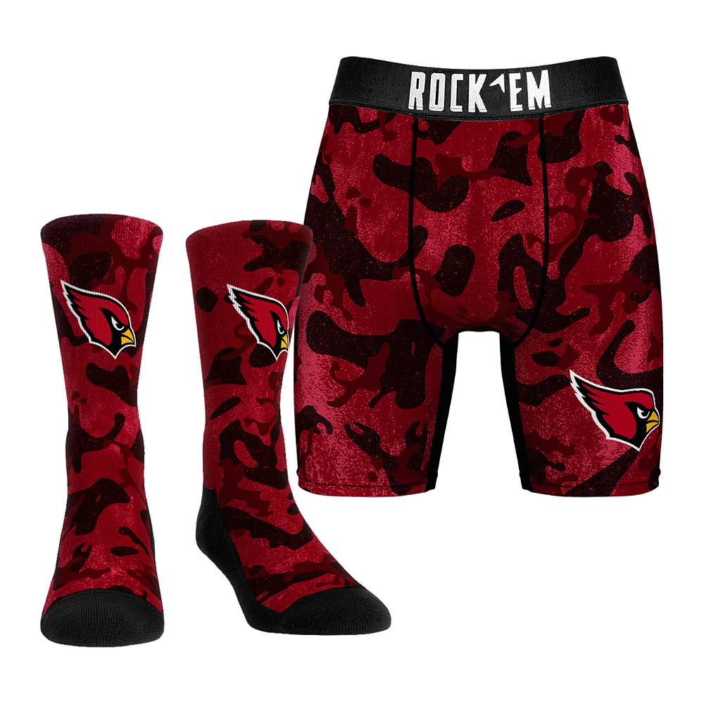Men's Rock Em Socks Cardinal Arizona Cardinals Team Armor Underwear and Crew Combo Pack
