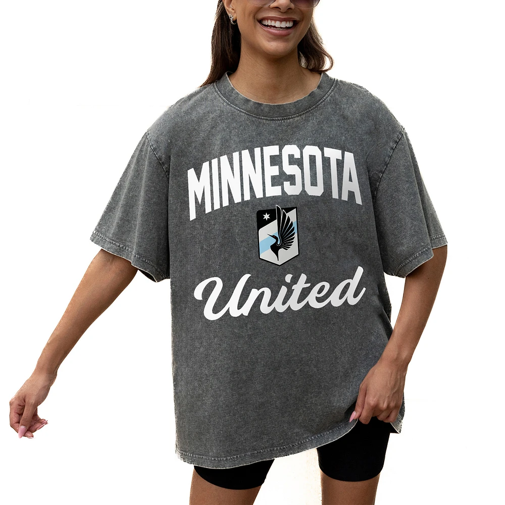 Women's Gameday Couture Gray Minnesota United FC Tackle Titan Oversized Snow Wash T-Shirt