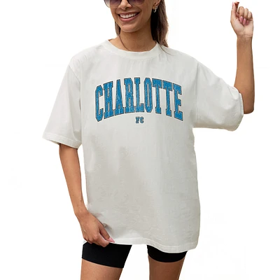 Women's Gameday Couture Cream Charlotte FC Goal Line Oversized T-Shirt