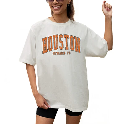 Women's Gameday Couture Cream Houston Dynamo FC Goal Line Oversized T-Shirt
