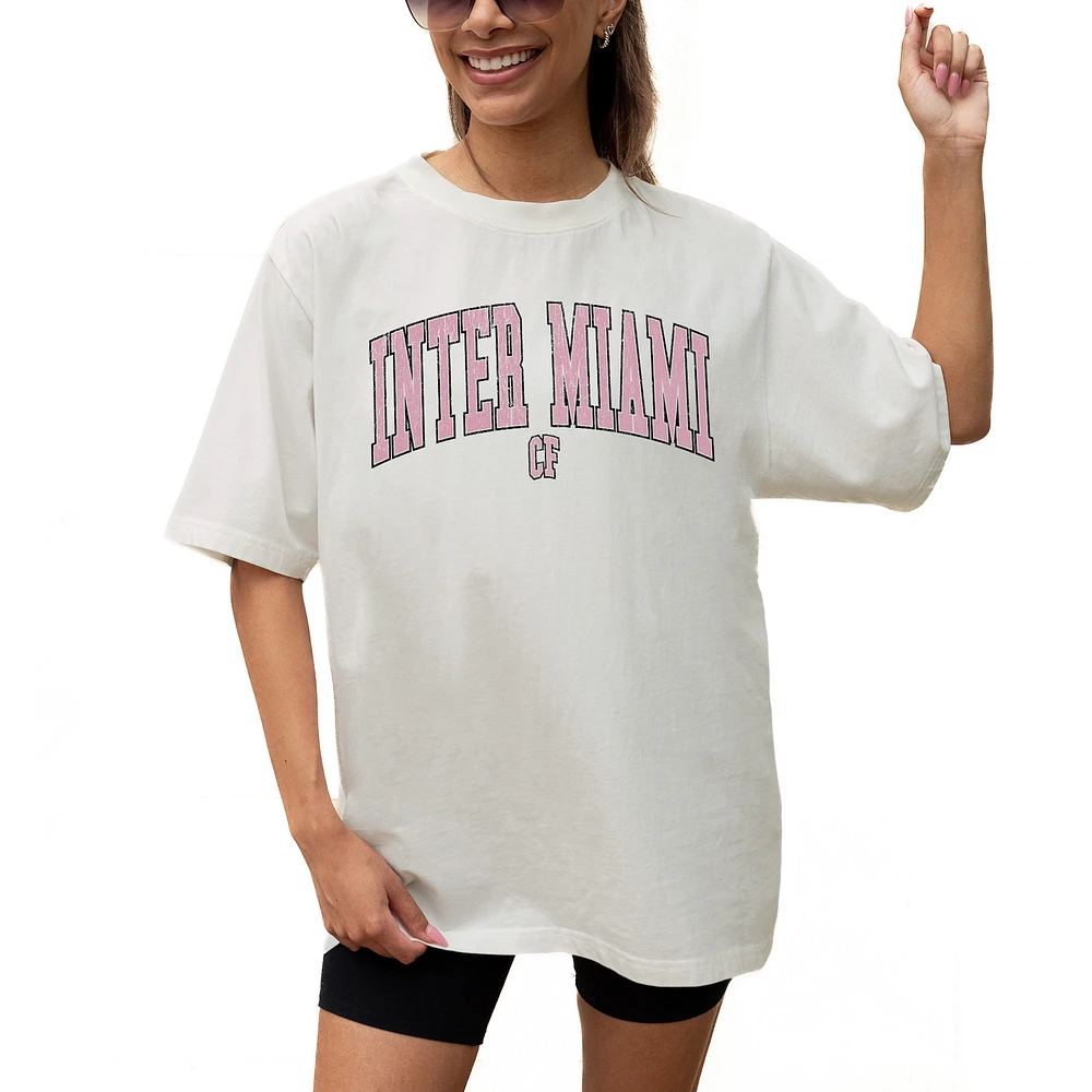 Women's Gameday Couture Cream Inter Miami CF Goal Line Oversized T-Shirt