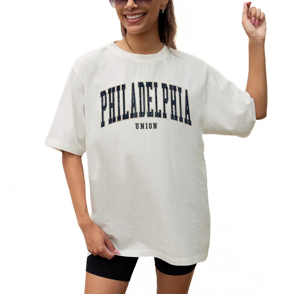 Women's Gameday Couture Cream Philadelphia Union Goal Line Oversized T-Shirt