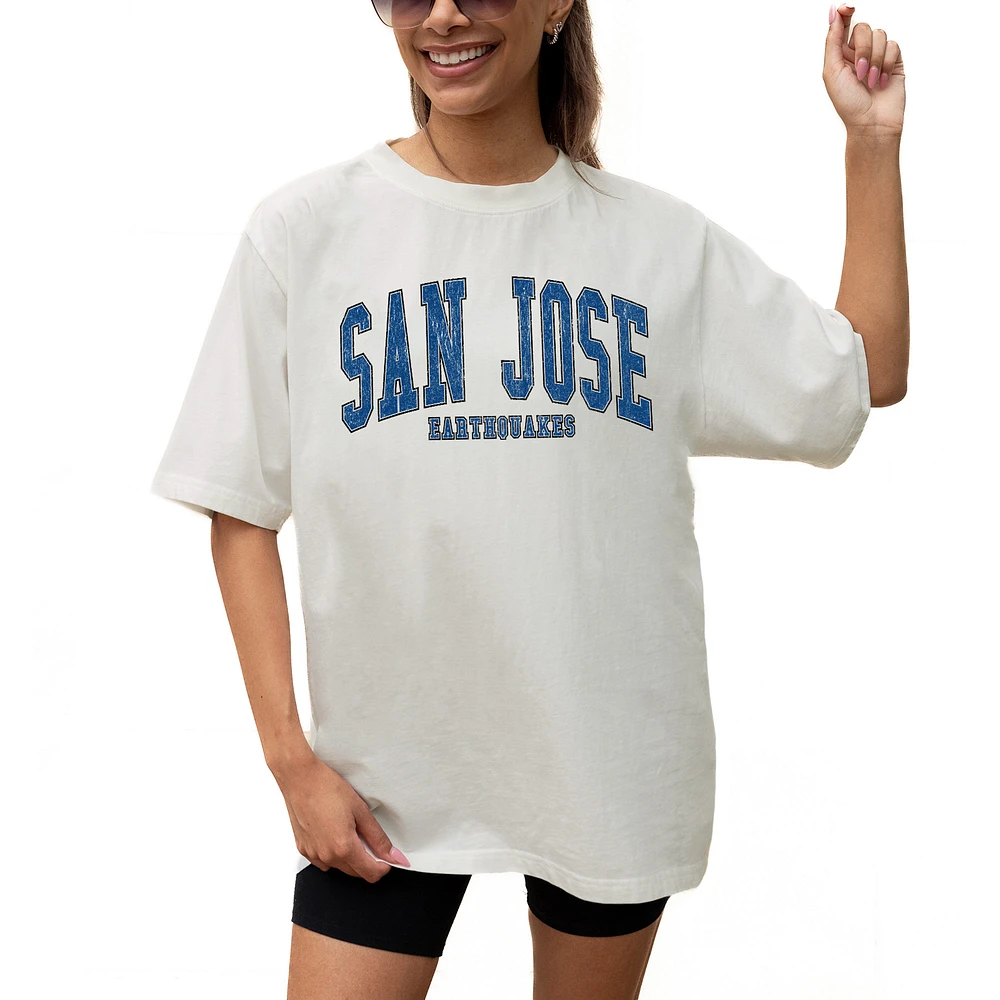 Women's Gameday Couture Cream San Jose Earthquakes Goal Line Oversized T-Shirt