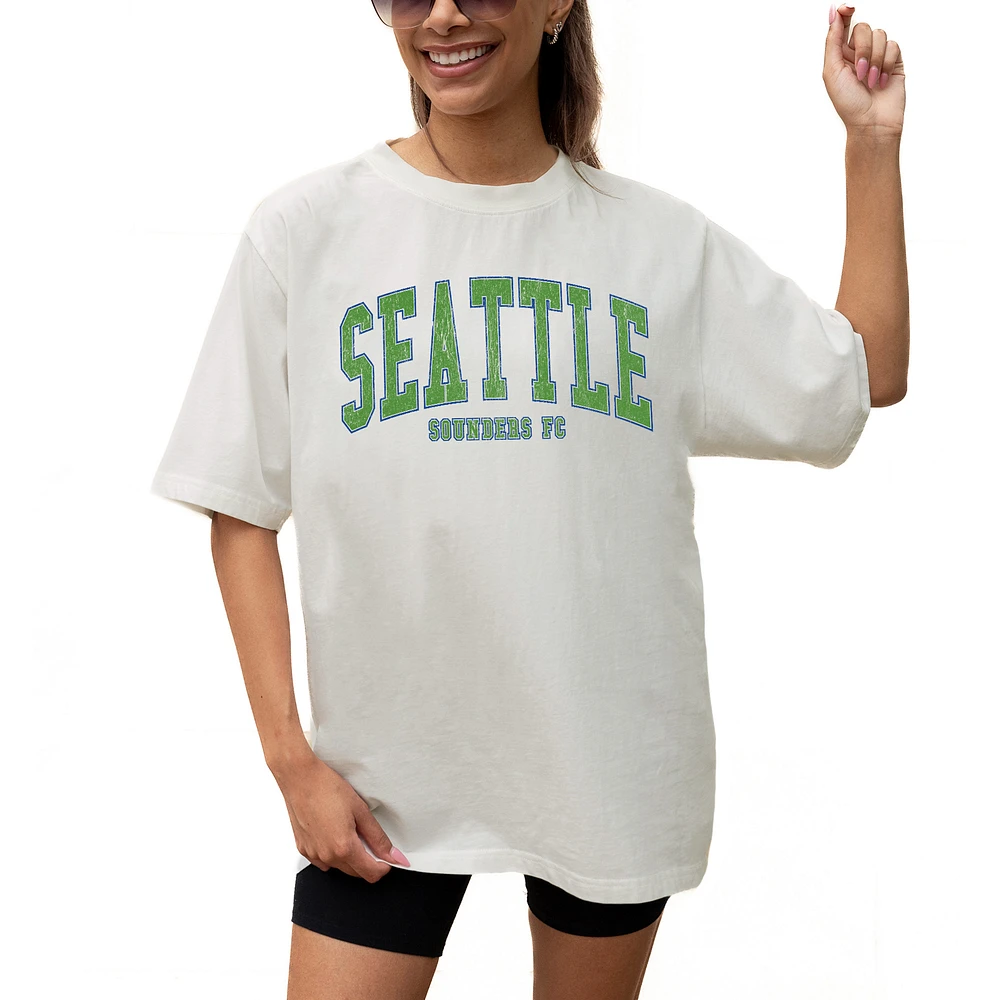 Women's Gameday Couture Cream Seattle Sounders FC Goal Line Oversized T-Shirt
