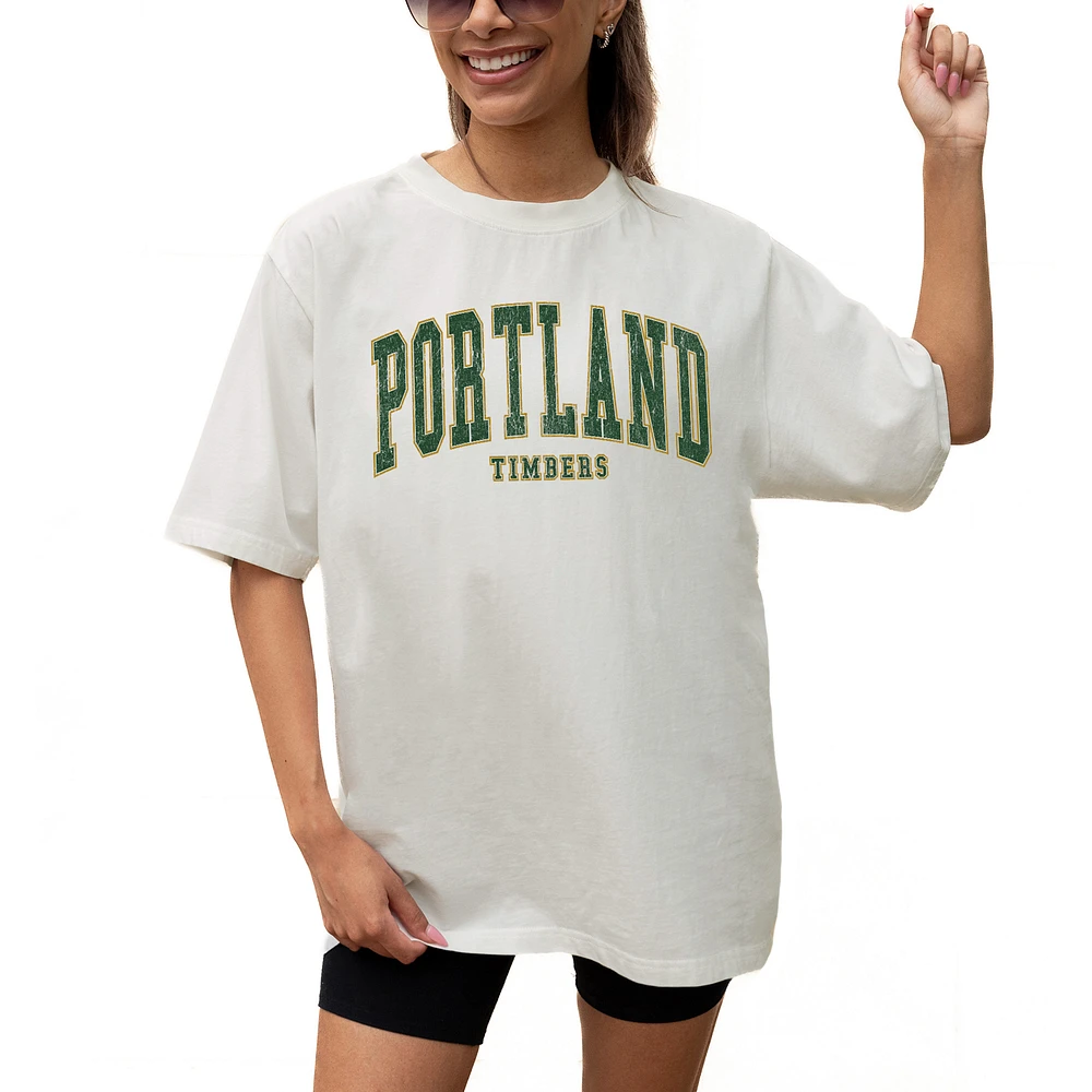 Women's Gameday Couture Cream Portland Timbers Goal Line Oversized T-Shirt