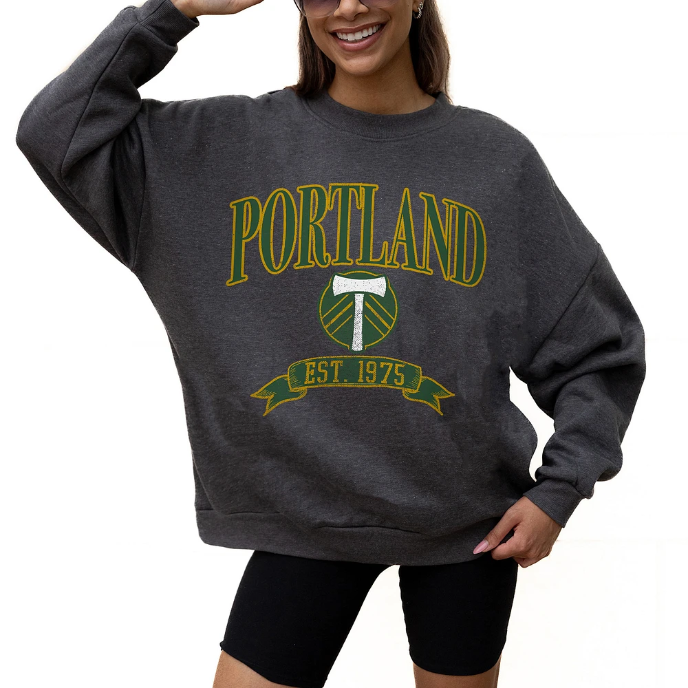 Women's Gameday Couture Charcoal Portland Timbers Seal The Deal Pullover Sweatshirt