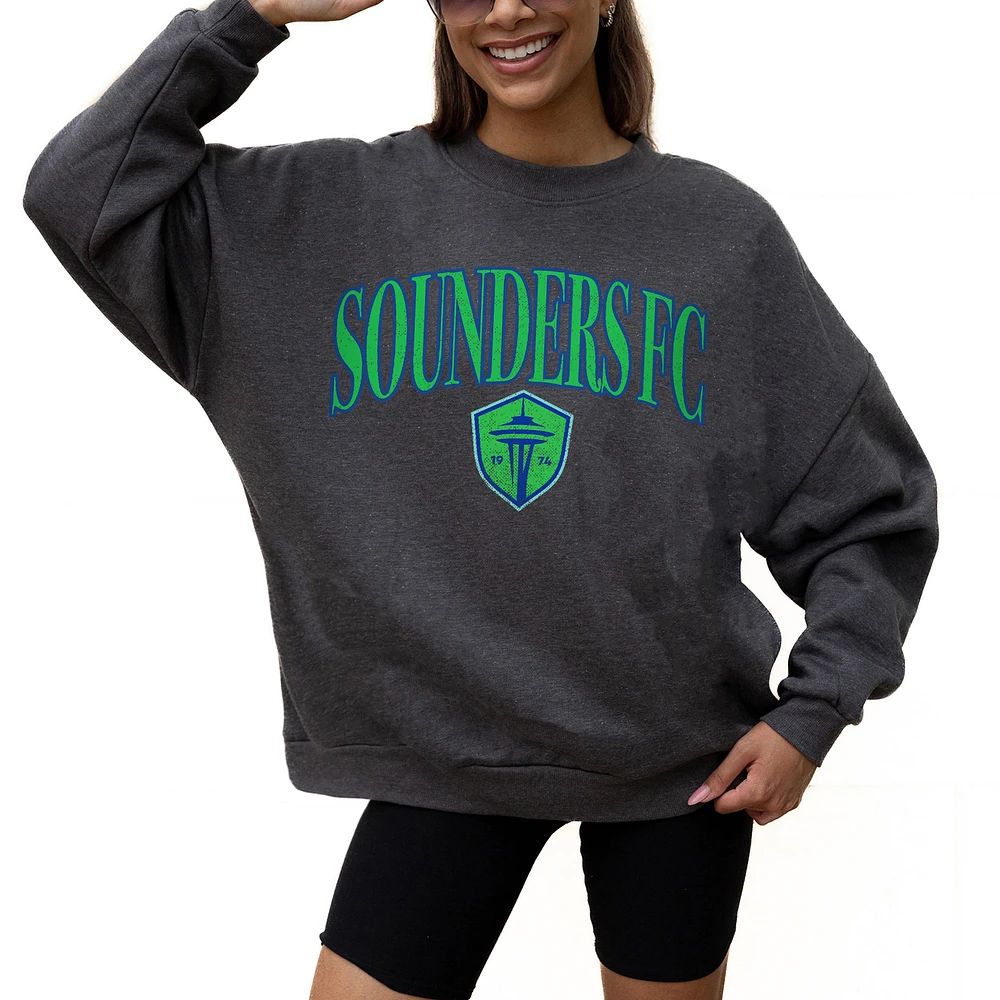 Women's Gameday Couture Charcoal Seattle Sounders FC Seal The Deal Pullover Sweatshirt