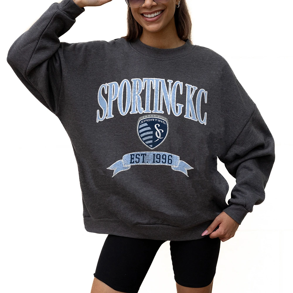 Women's Gameday Couture Charcoal Sporting Kansas City Seal The Deal Pullover Sweatshirt