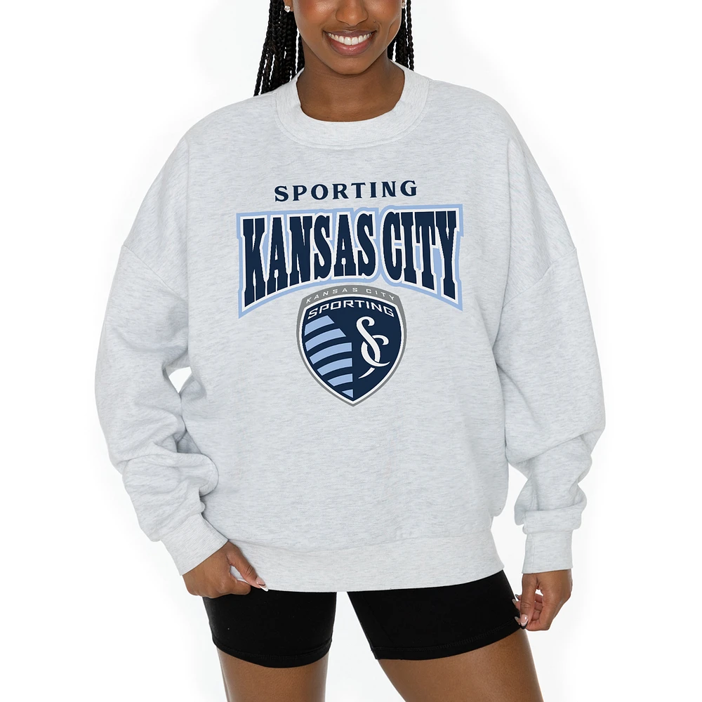 Women's Gameday Couture Ash Sporting Kansas City Pitch Pride Pullover Sweatshirt
