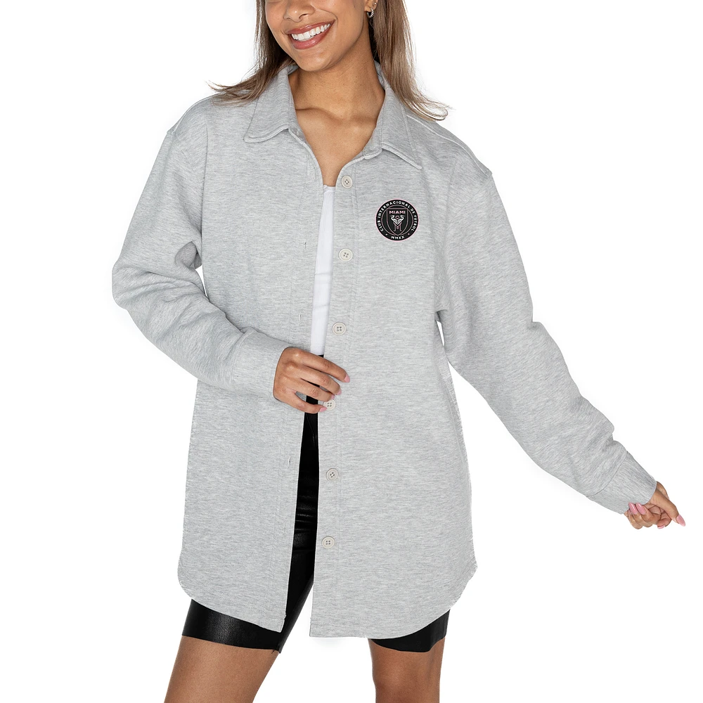 Women's Gameday Couture Ash Inter Miami CF Midfield Magic Button-Up Long Sleeve Overshirt