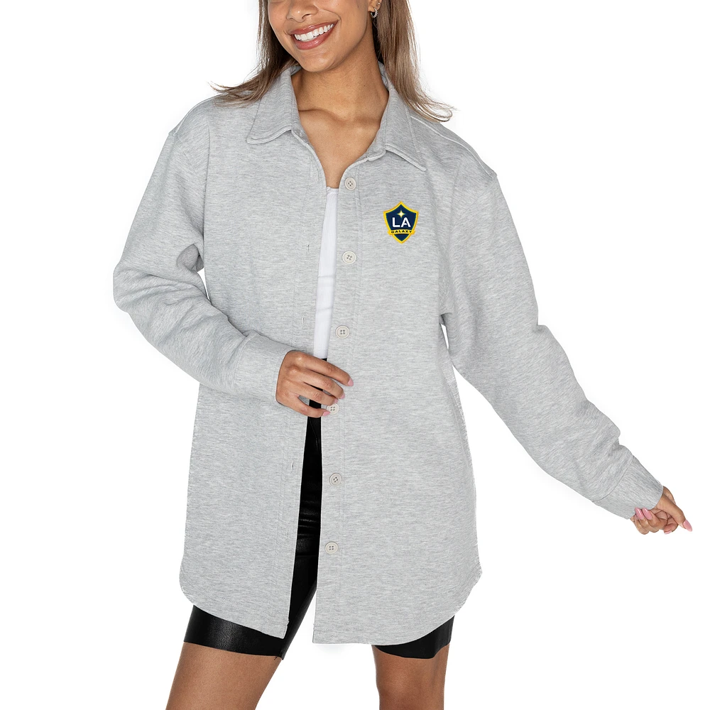 Women's Gameday Couture Ash LA Galaxy Midfield Magic Button-Up Long Sleeve Overshirt