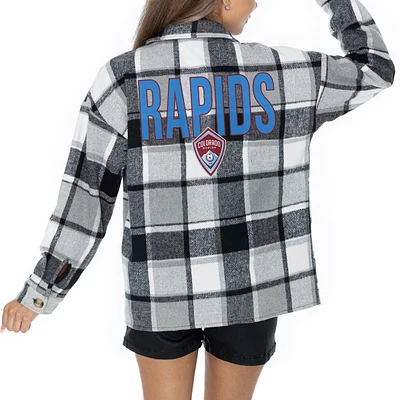 Women's Gameday Couture Gray Colorado Rapids Fieldside Fun Plaid Button-Up Long Sleeve Overshirt