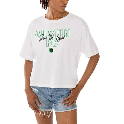 Women's Gameday Couture White Austin FC Keep Playing Cropped T-Shirt