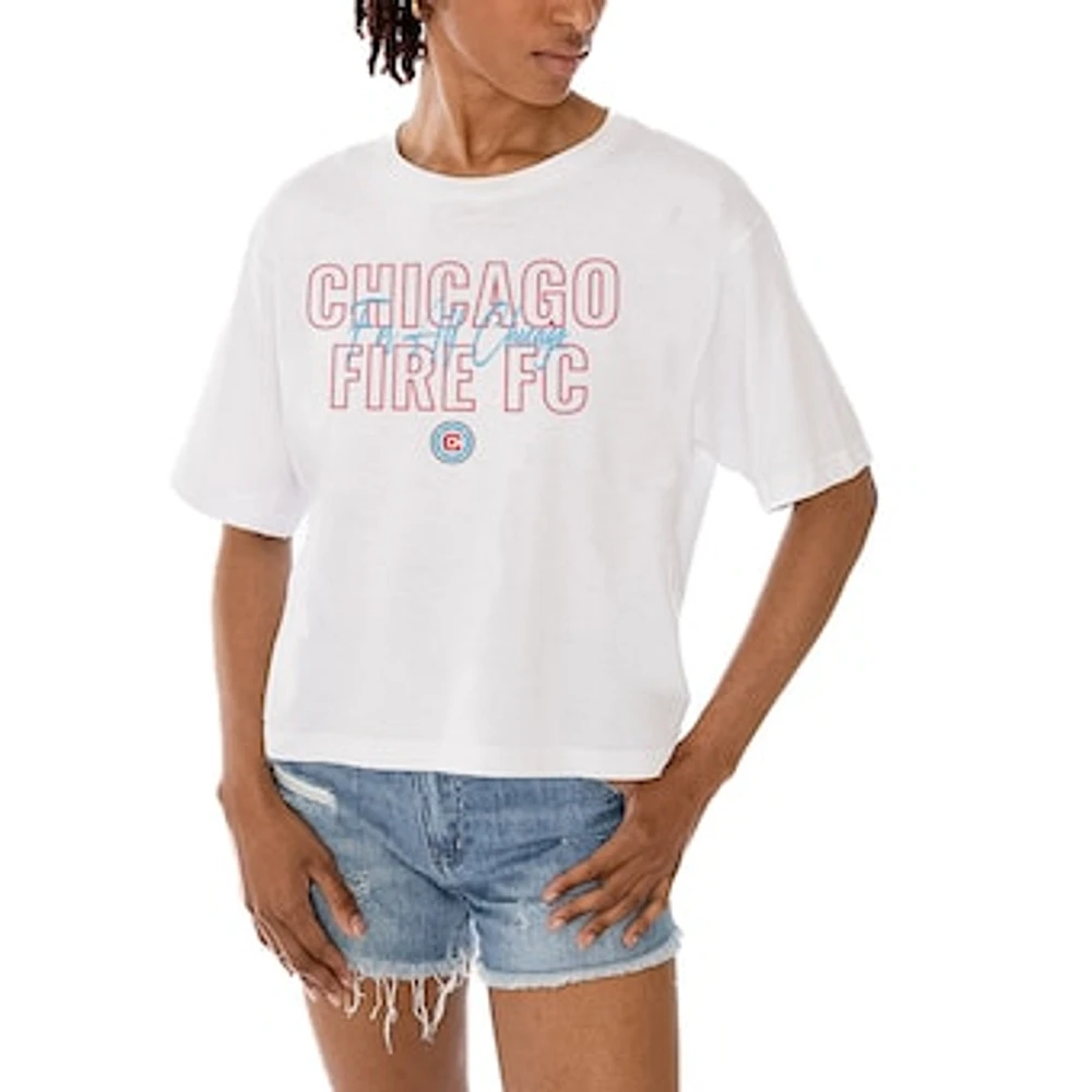 Women's Gameday Couture White Chicago Fire Keep Playing Cropped T-Shirt