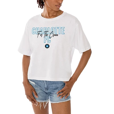 Women's Gameday Couture White Charlotte FC Keep Playing Cropped T-Shirt