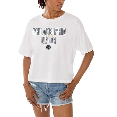Women's Gameday Couture White Philadelphia Union Keep Playing Cropped T-Shirt
