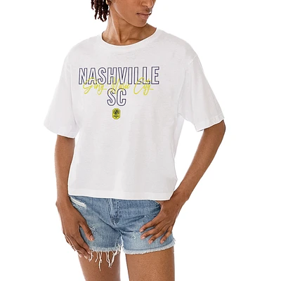 Women's Gameday Couture White Nashville SC Keep Playing Cropped T-Shirt