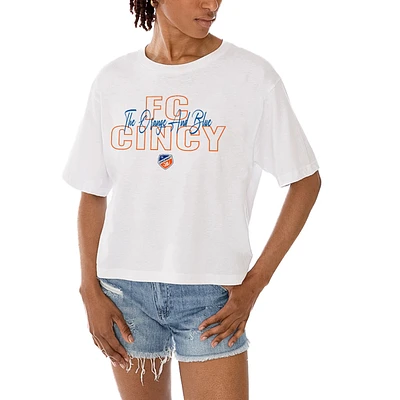 Women's Gameday Couture White FC Cincinnati Keep Playing Cropped T-Shirt