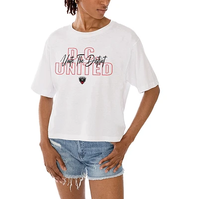 Women's Gameday Couture White D.C. United Keep Playing Cropped T-Shirt