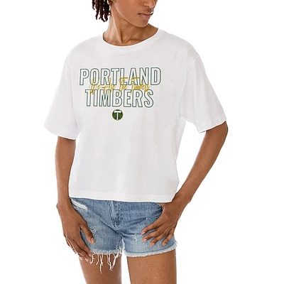 Women's Gameday Couture White Portland Timbers Keep Playing Cropped T-Shirt