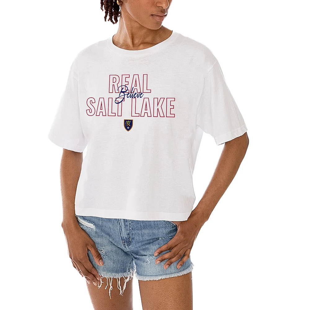 Women's Gameday Couture White Real Salt Lake Keep Playing Cropped T-Shirt