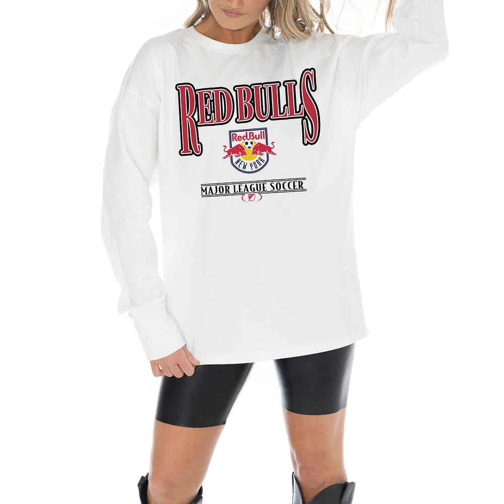 Women's Gameday Couture White New York Red Bulls Shining Spirit Oversized Long Sleeve T-Shirt