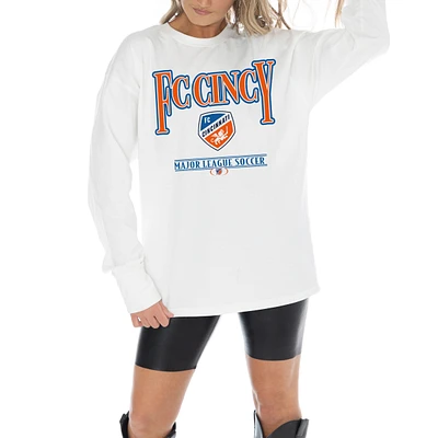 Women's Gameday Couture White FC Cincinnati Shining Spirit Oversized Long Sleeve T-Shirt