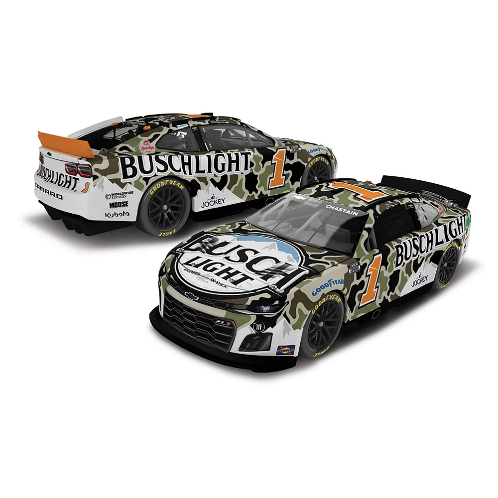 Action Racing Ross Chastain 2024 #1 Busch Light Camo 1:24 Autographed Regular Paint Die-Cast Chevrolet Camaro