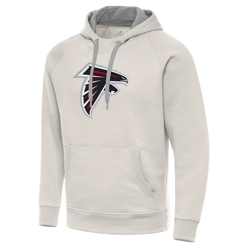 Men's Antigua Cream Atlanta Falcons Victory Raglan Pullover Hoodie