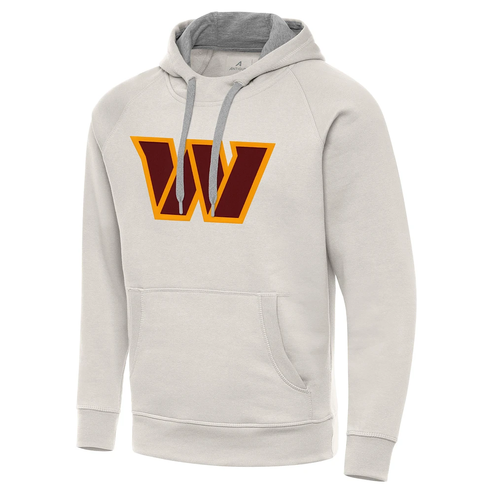 Men's Antigua Cream Washington Commanders Victory Raglan Pullover Hoodie