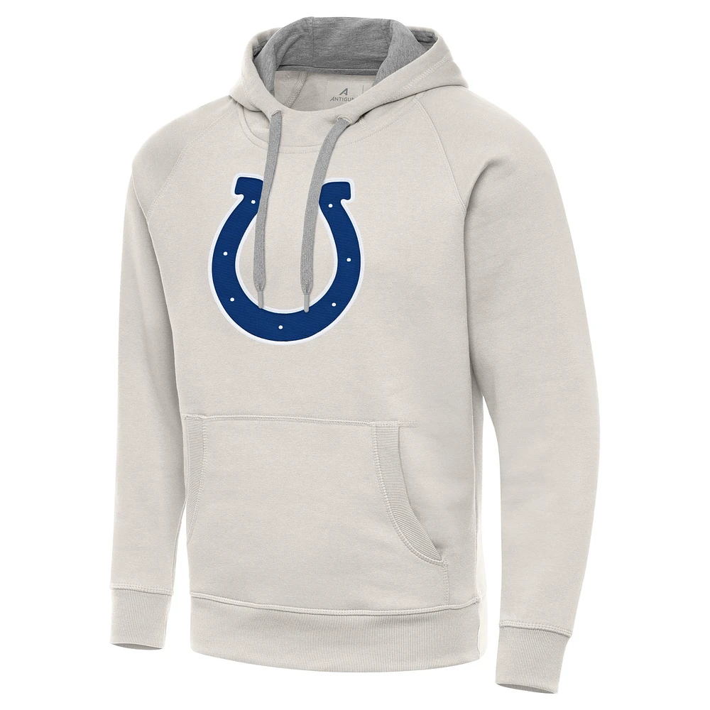 Men's Antigua Cream Indianapolis Colts Victory Raglan Pullover Hoodie