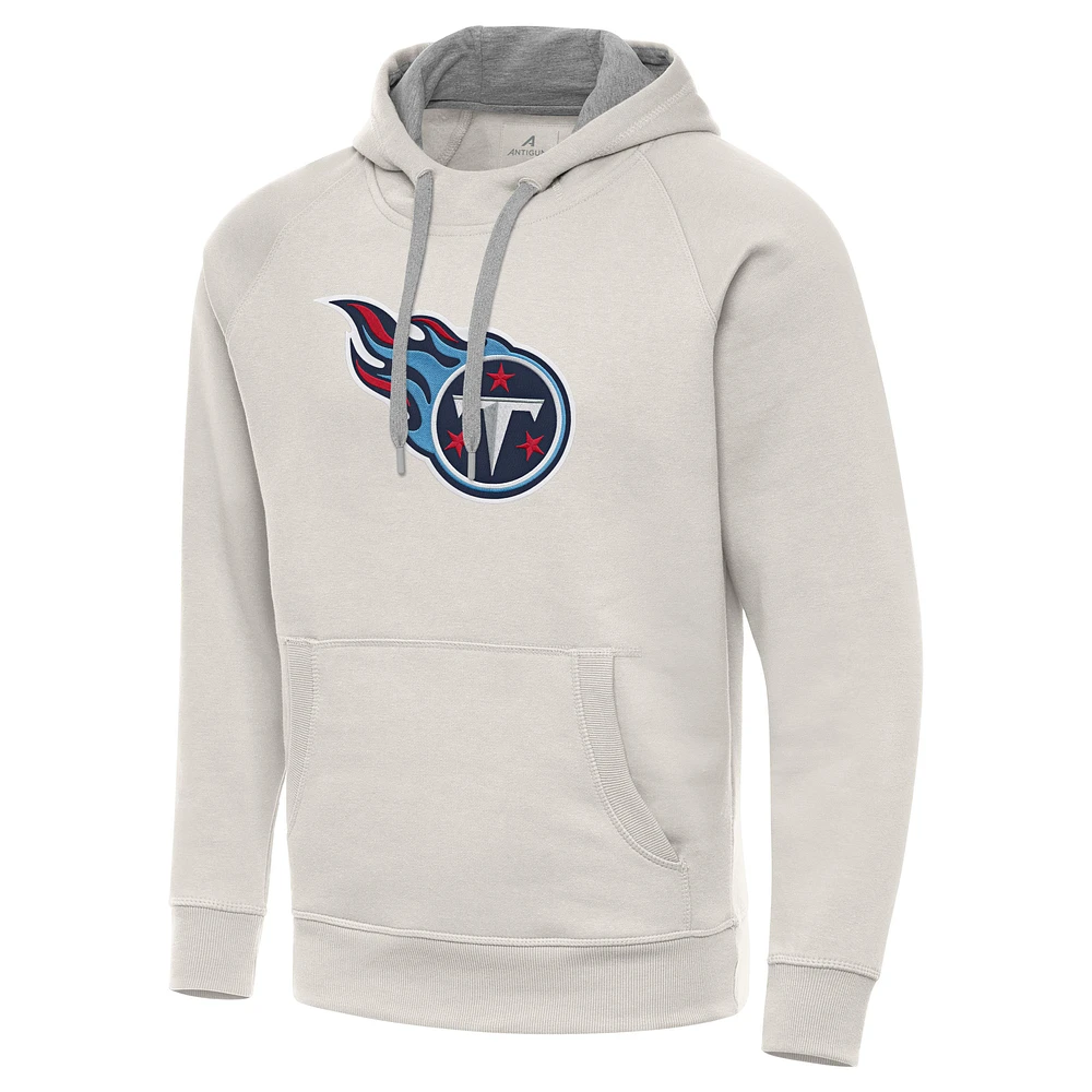 Men's Antigua Cream Tennessee Titans Victory Raglan Pullover Hoodie