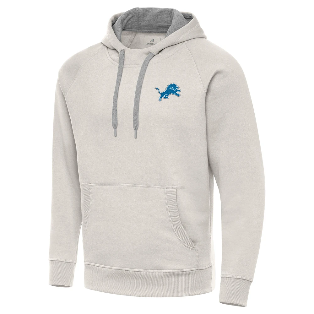 Men's Antigua Cream Detroit Lions Victory Raglan Pullover Hoodie