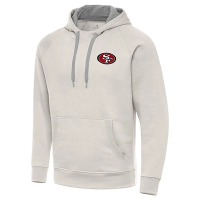 Men's Antigua Cream San Francisco 49ers Victory Raglan Pullover Hoodie