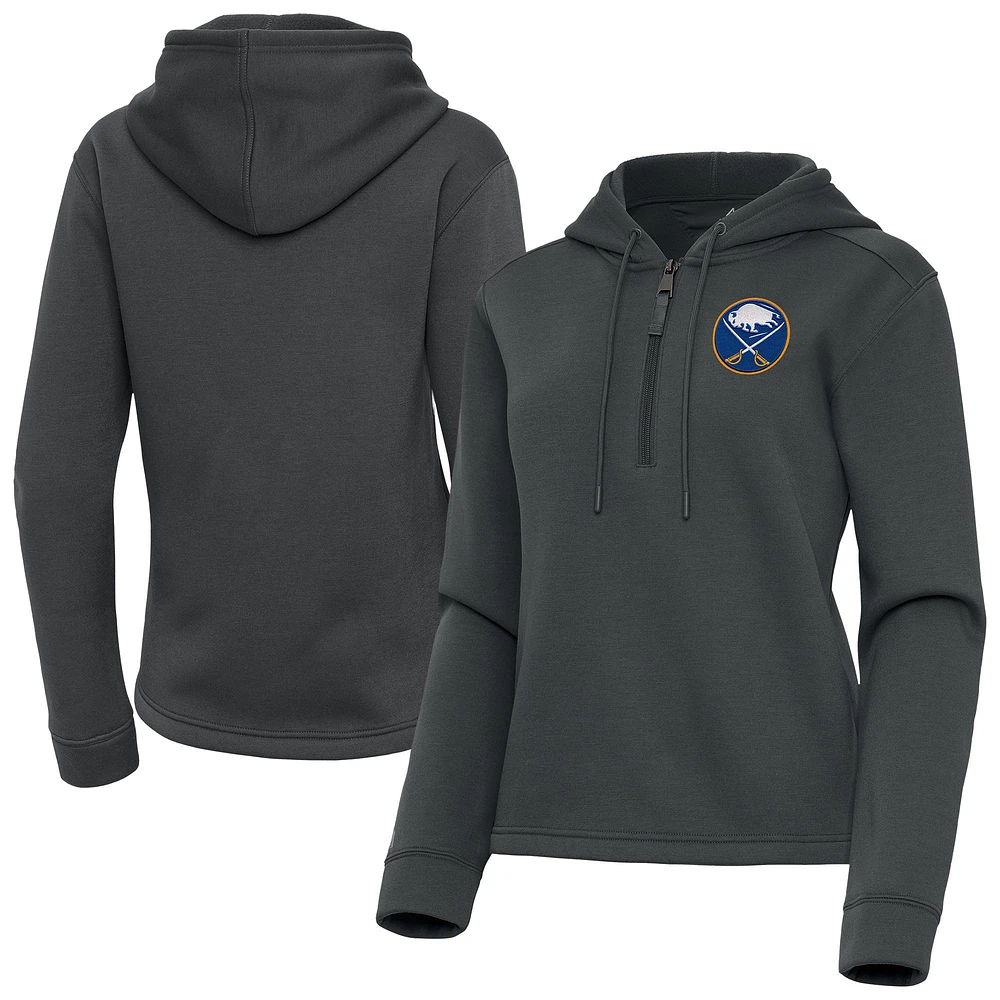 Women's Antigua Pewter Buffalo Sabres Contemporary Quarter-Zip Hoodie