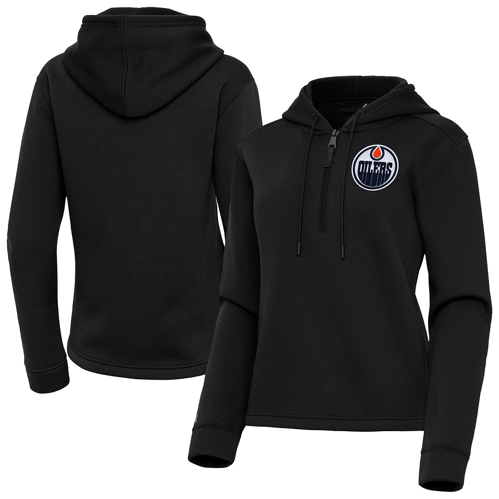 Women's Antigua Edmonton Oilers Contemporary Quarter-Zip Hoodie