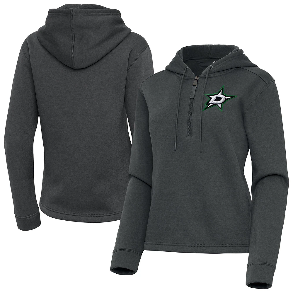 Women's Antigua Pewter Dallas Stars Contemporary Quarter-Zip Hoodie