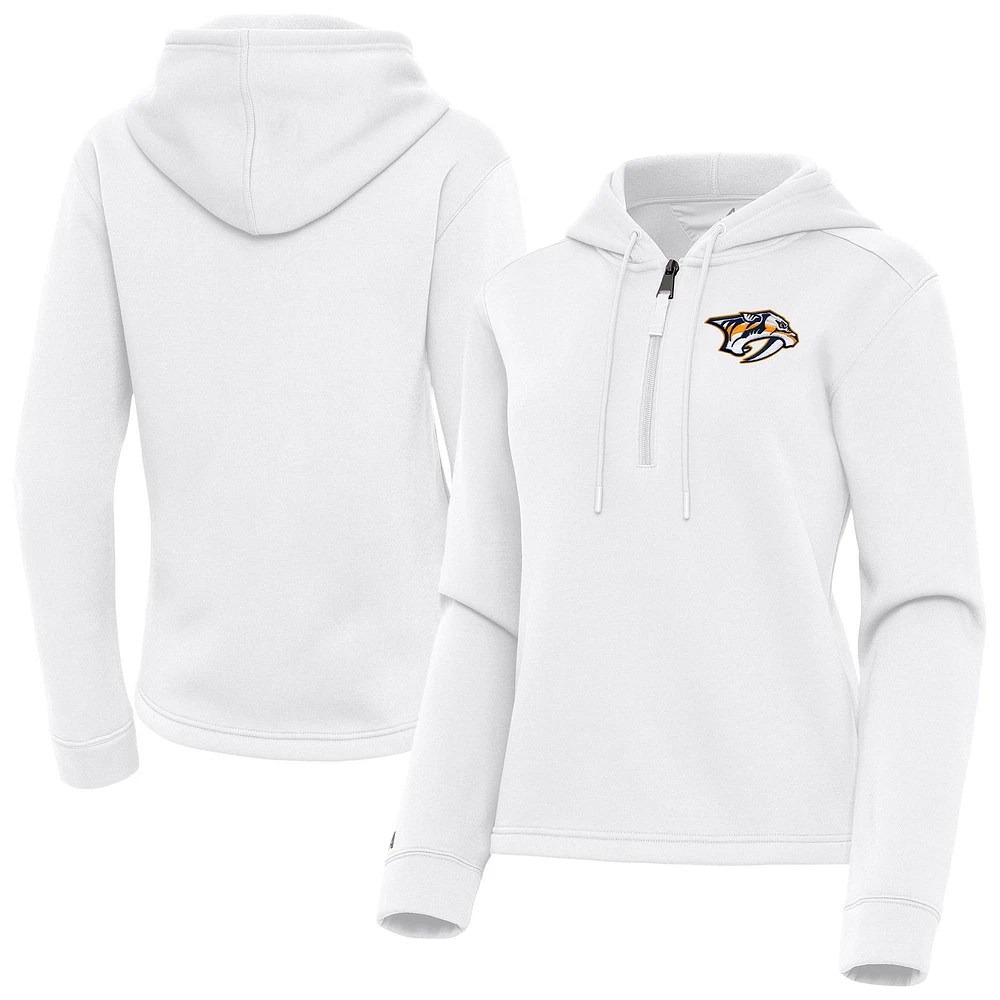 Women's Antigua White Nashville Predators Contemporary Quarter-Zip Hoodie