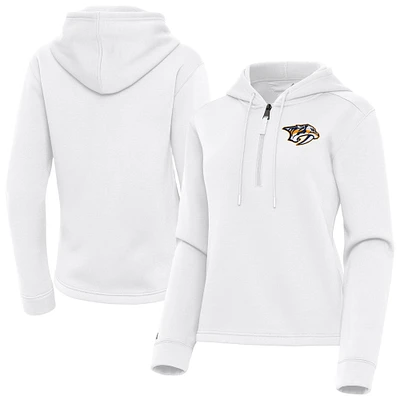Women's Antigua  White Nashville Predators Contemporary Quarter-Zip Hoodie