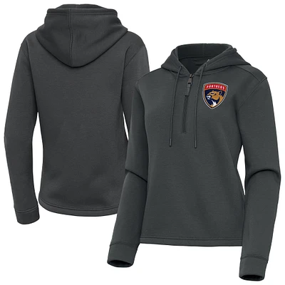 Women's Antigua Pewter Florida Panthers Contemporary Quarter-Zip Hoodie