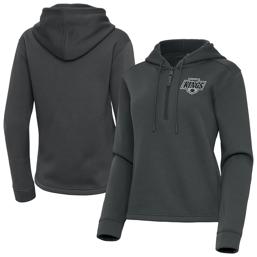 Women's Antigua Pewter Los Angeles Kings Contemporary Quarter-Zip Hoodie