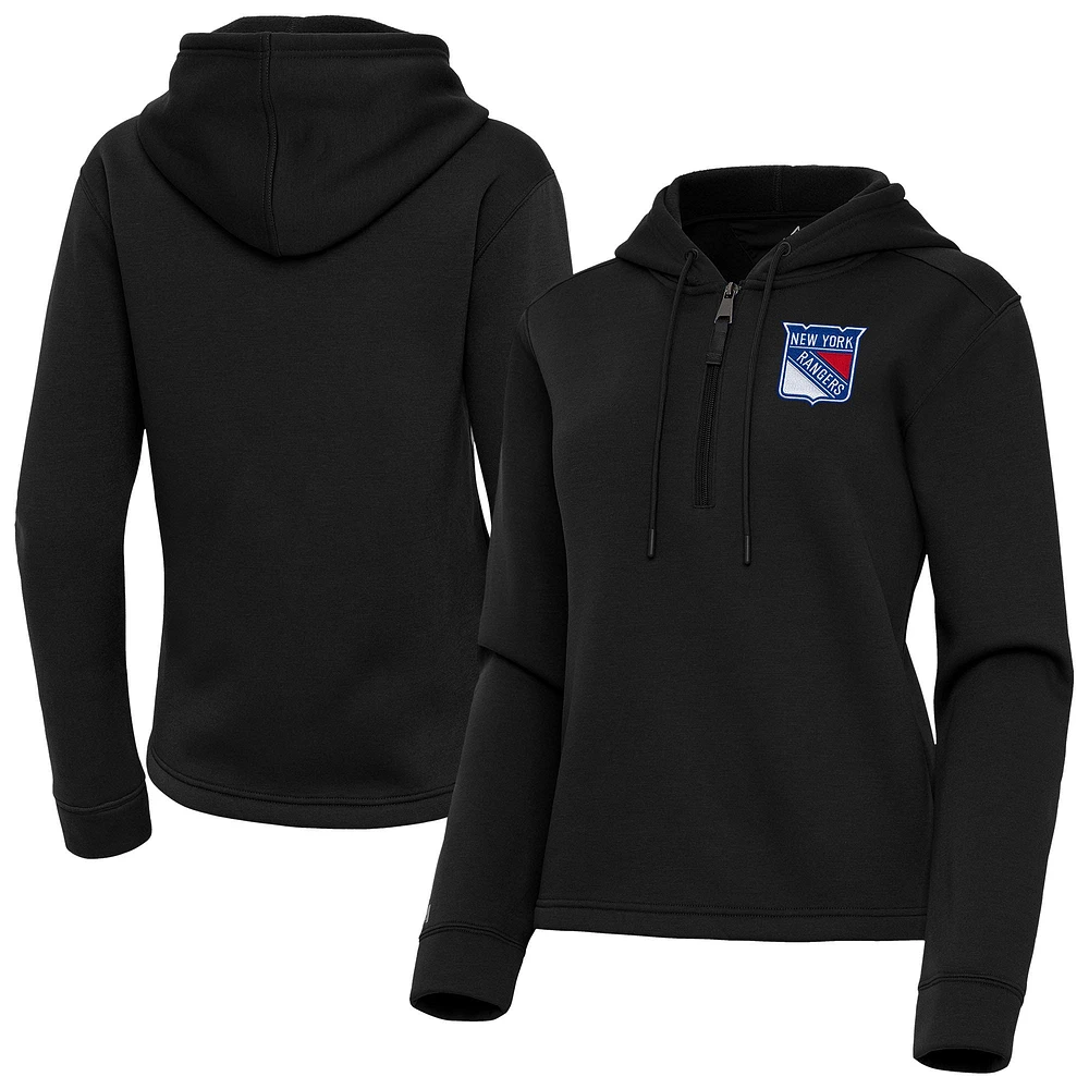 Women's Antigua New York Rangers Contemporary Quarter-Zip Hoodie