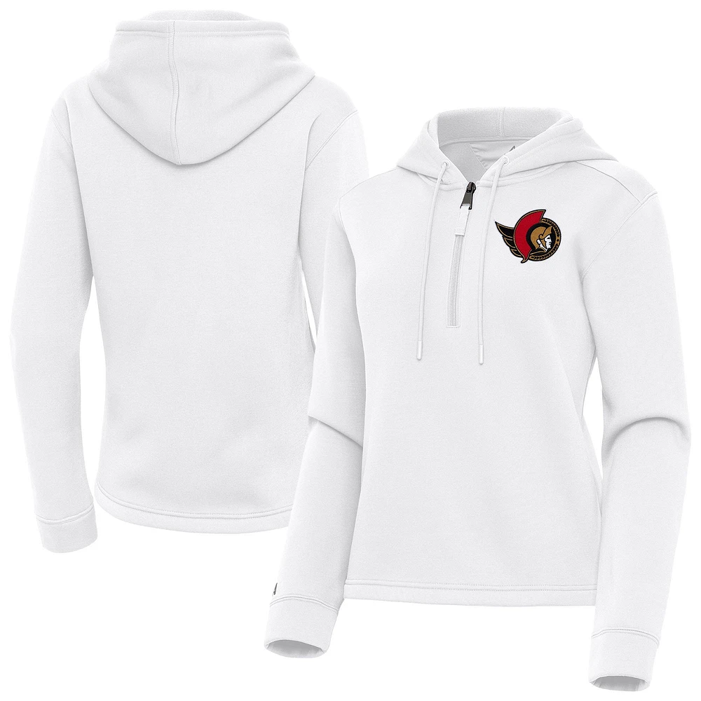 Women's Antigua White Ottawa Senators Contemporary Quarter-Zip Hoodie